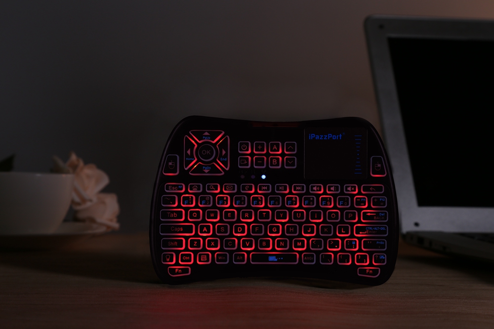 Ipazzport KP-810-61 Mini RF/IR RGB LED Backlit Wireless Keyboard With USB Receiver - Black