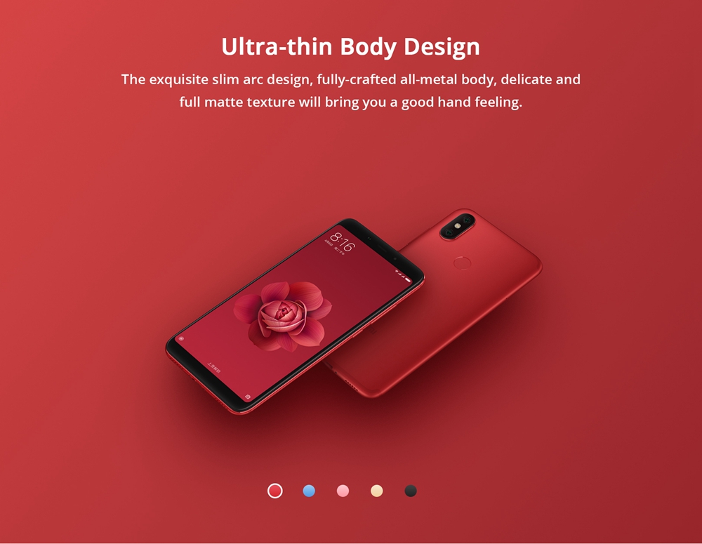 Xiaomi 6X 5.99 Inch Smartphone Qualcomm Snapdragon 660 4GB 64GB 20.0MP+12.0MP Dual Rear Cameras MIUI 9 Type-C - Pink