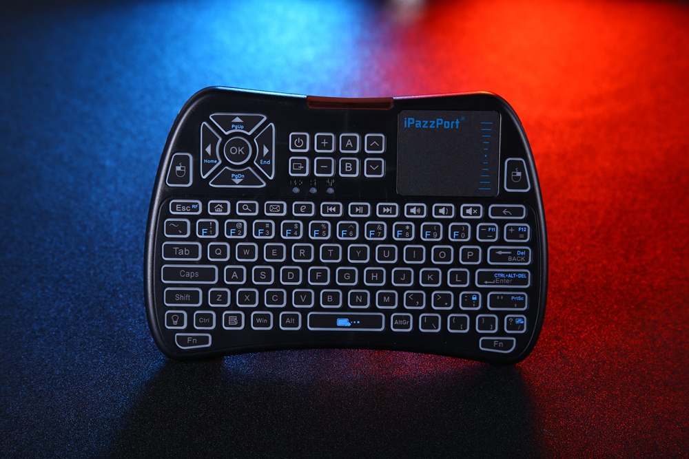 Ipazzport KP-810-61 Mini RF/IR RGB LED Backlit Wireless Keyboard With USB Receiver - Black