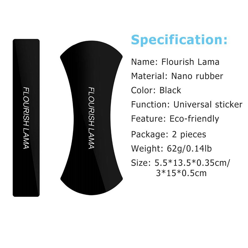 Flourish Lama Adhesive Rubber Sticky Anti-Slip Car Mobile Phone Holder Changeable Mount Paste Stickers - Black