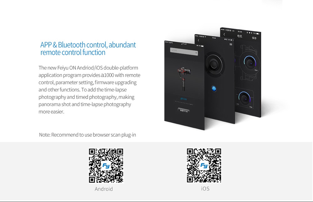 FeiyuTech A1000 3-Axis Brushless Handheld Gimbal for Mirrorless DSLR Camera Action Camera Smartphone - Single Handheld