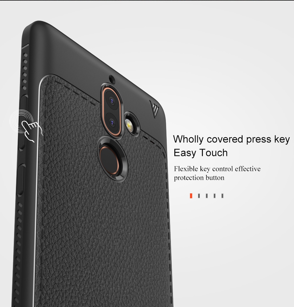 Lenuo Anti Drop Cover Case for Nokia 7 Plus Hard PU Leather Phone Case - Black