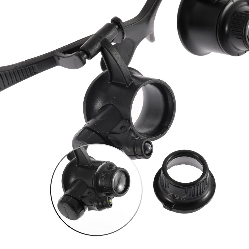 10X 15X 20X 25X LED Glasses Jeweler Magnifier Watch Repair Magnifying Loupe