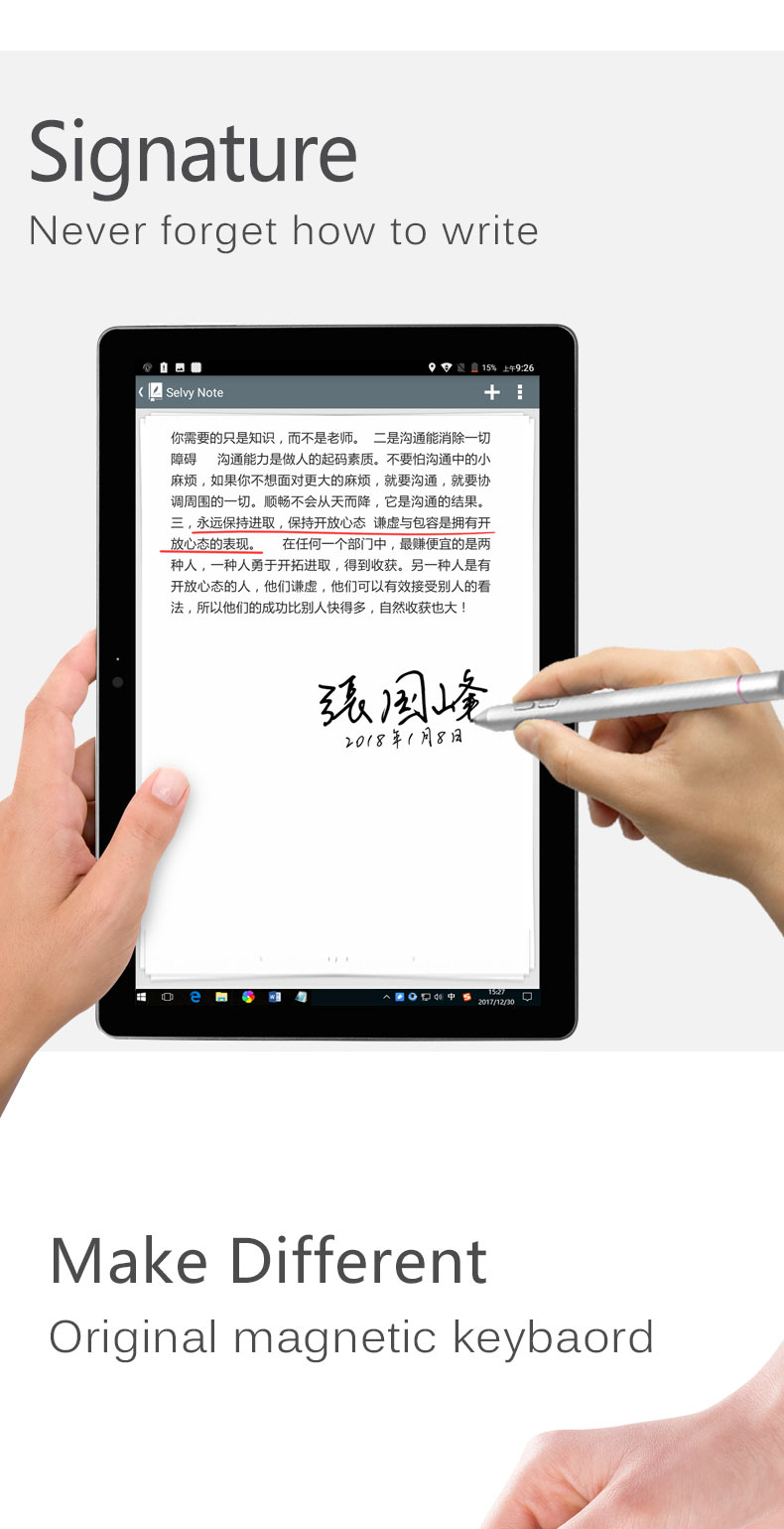 VOYO Vbook i3 Tablet PC Intel Cherry Trail x5-Z8350 Quad Core 10.1" IPS Screen 1920*1200 8GB DDR3 128GB eMMC Windows 10 - Silver
