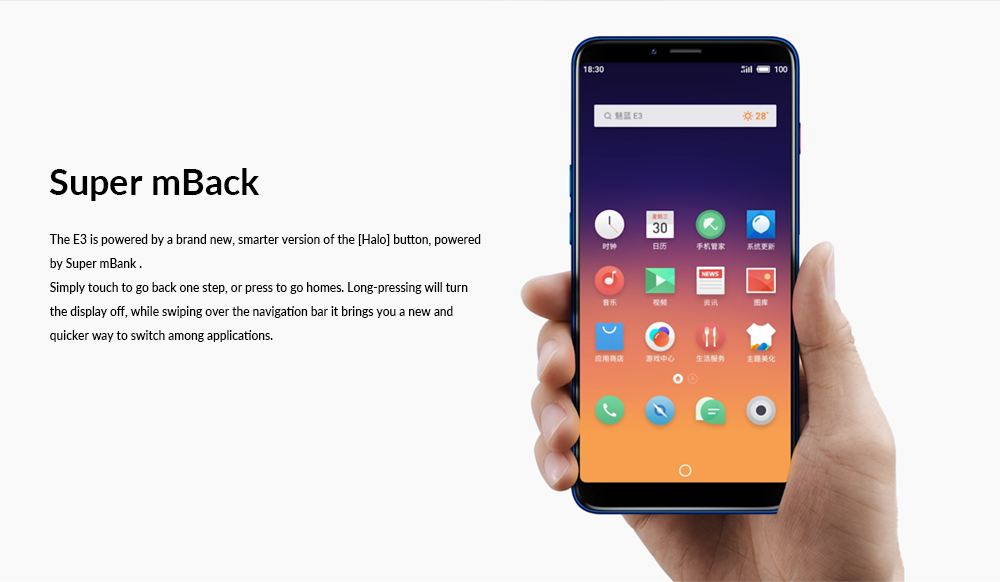 Meizu E3 5.99 Inch Smartphone Snapdragon 636 Octa Core 6GB 128GB 12.0MP+20.0MP Dual Rear Cameras Flyme OS 18:9 Full Screen Touch ID - Gold