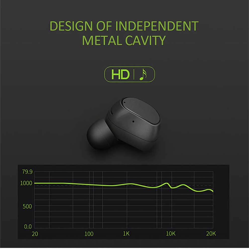HV-316 Bluetooth Earphone One Single Ear with Mic Portable Charger - Black