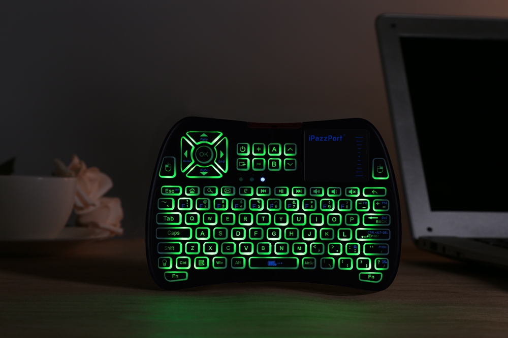 Ipazzport KP-810-61 Mini RF/IR RGB LED Backlit Wireless Keyboard With USB Receiver - Black