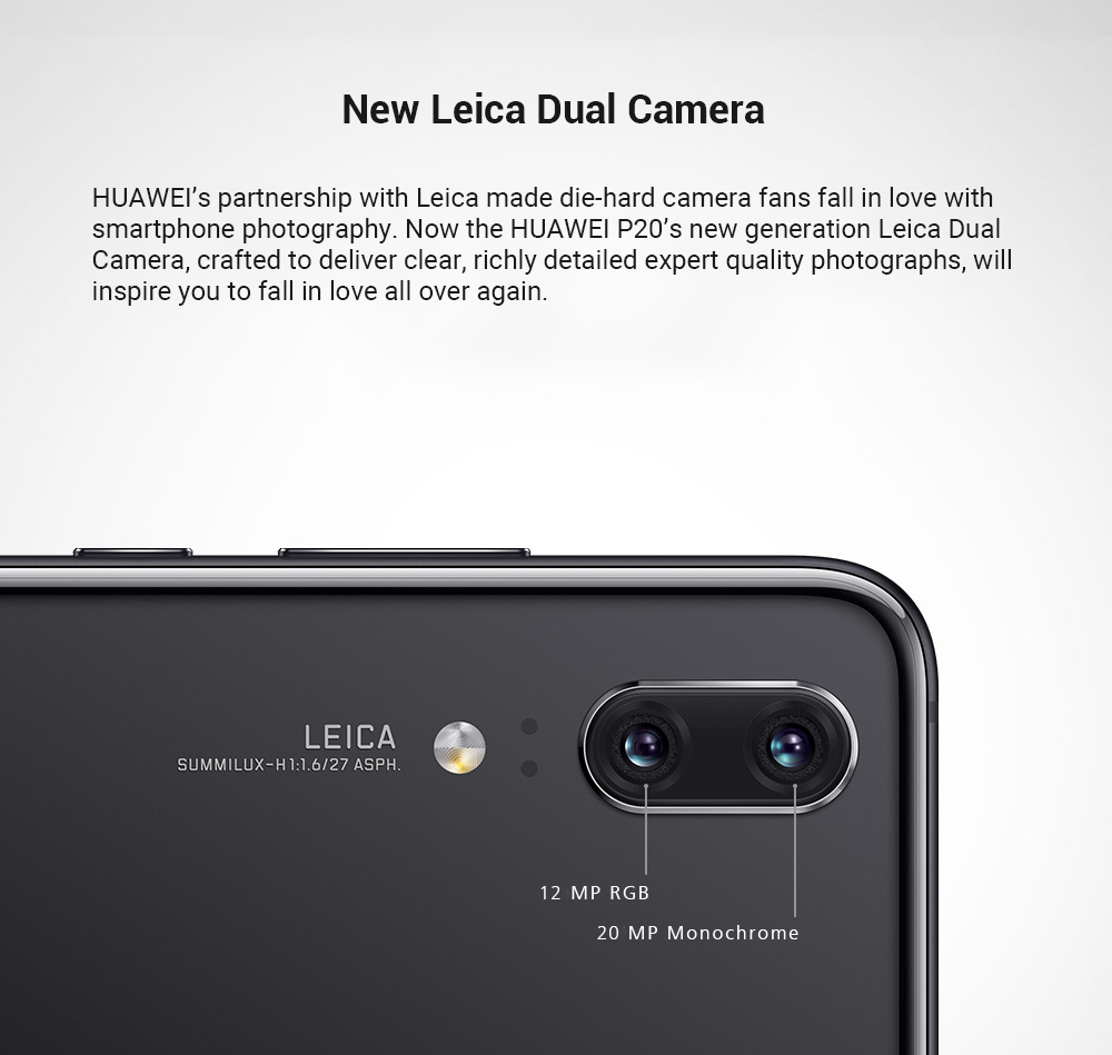 HUAWEI P20 5.8 Inch Smartphone FHD+ Screen Kirin 970 6GB 64GB 12.0MP+20.0MP Dual Rear Cameras Android 8.1 - Jewelry Blue