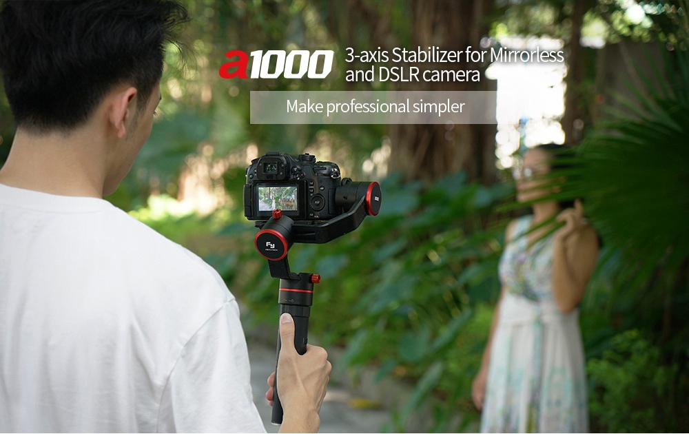 FeiyuTech A1000 3-Axis Brushless Handheld Gimbal for Mirrorless DSLR Camera Action Camera Smartphone - Single Handheld