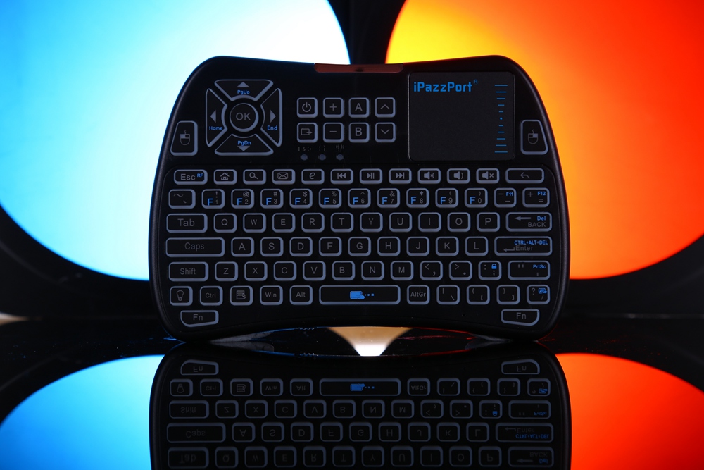 Ipazzport KP-810-61 Mini RF/IR RGB LED Backlit Wireless Keyboard With USB Receiver - Black