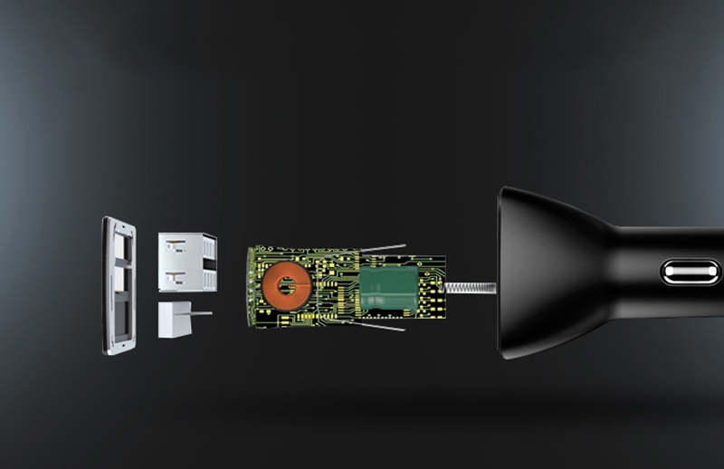 Philips DLP2015P Universal Quick Double USB Car Charger 3.1A Voltage Detection LED Digital Display - Black