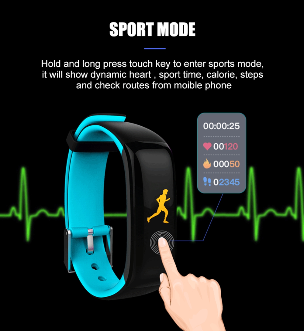 Makibes P1 Plus Smart Bracelet Blood Pressure Heart Rate Monitor IP67 Water Resistant Color Touch Display - Red