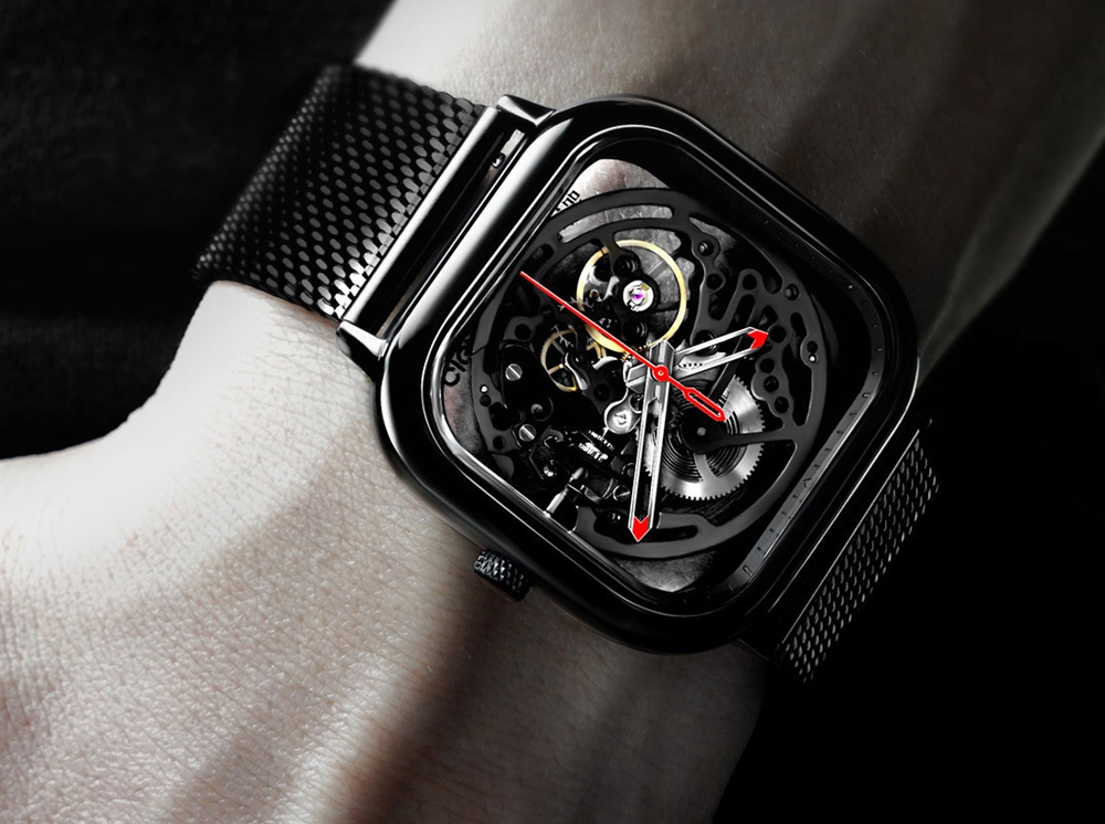 Xiaomi CIGA Wristwatch Hollow Mechanical Stainless Steel Braided Band Automatic Mechanical Core Men's Watch -Silver