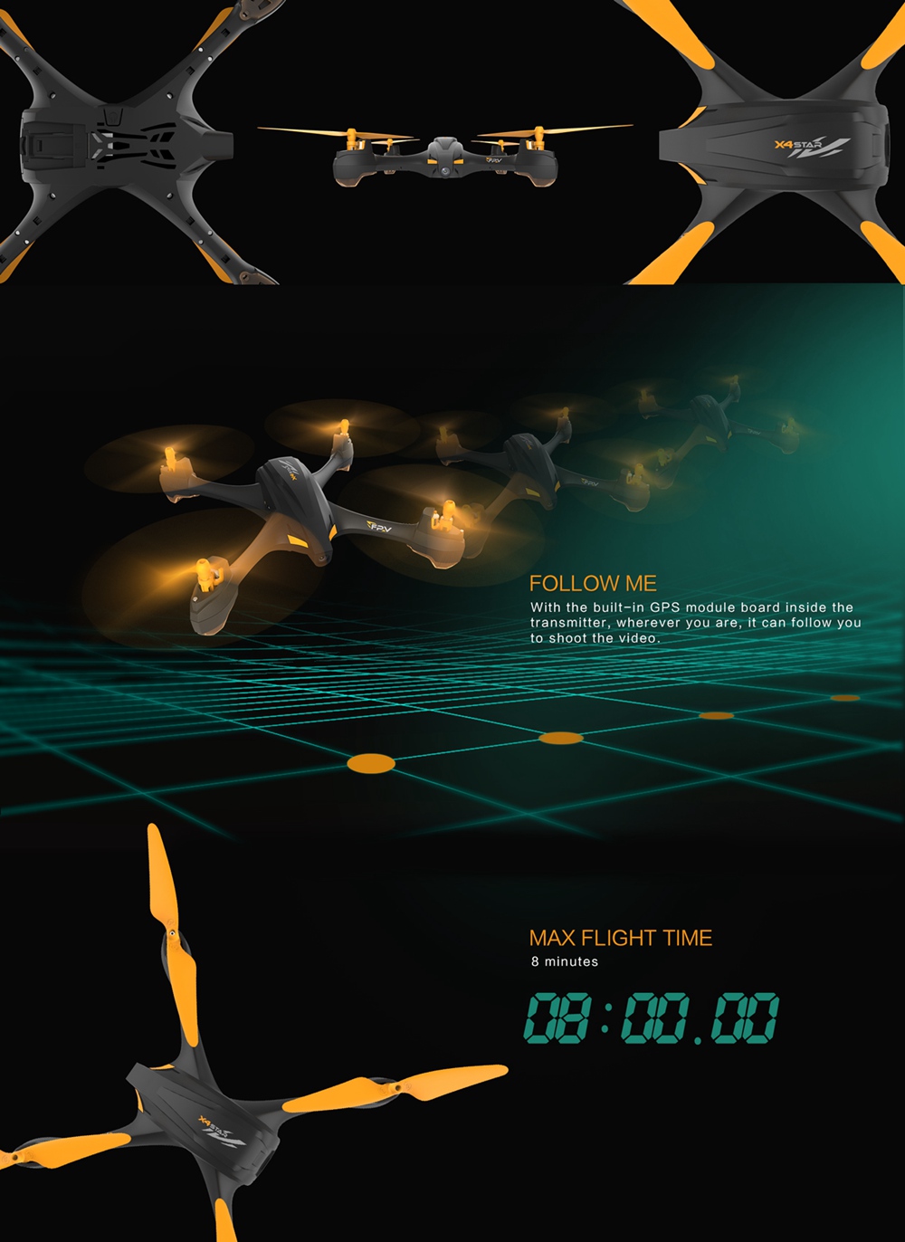 Hubsan H507D X4 STAR 5.8G FPV GPS RC Quadcopter With HD 720P Camera Follow Me Mode RTF