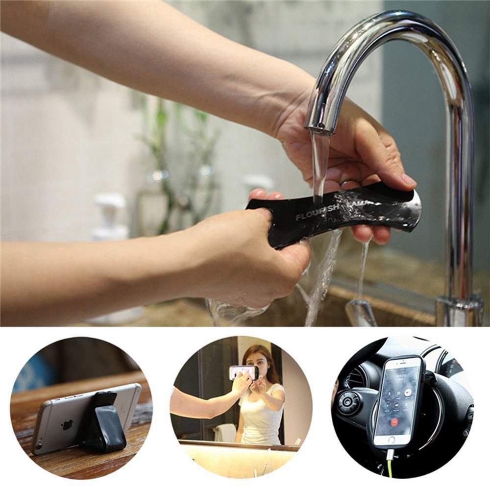 Flourish Lama Adhesive Rubber Sticky Anti-Slip Car Mobile Phone Holder Changeable Mount Paste Stickers - Black