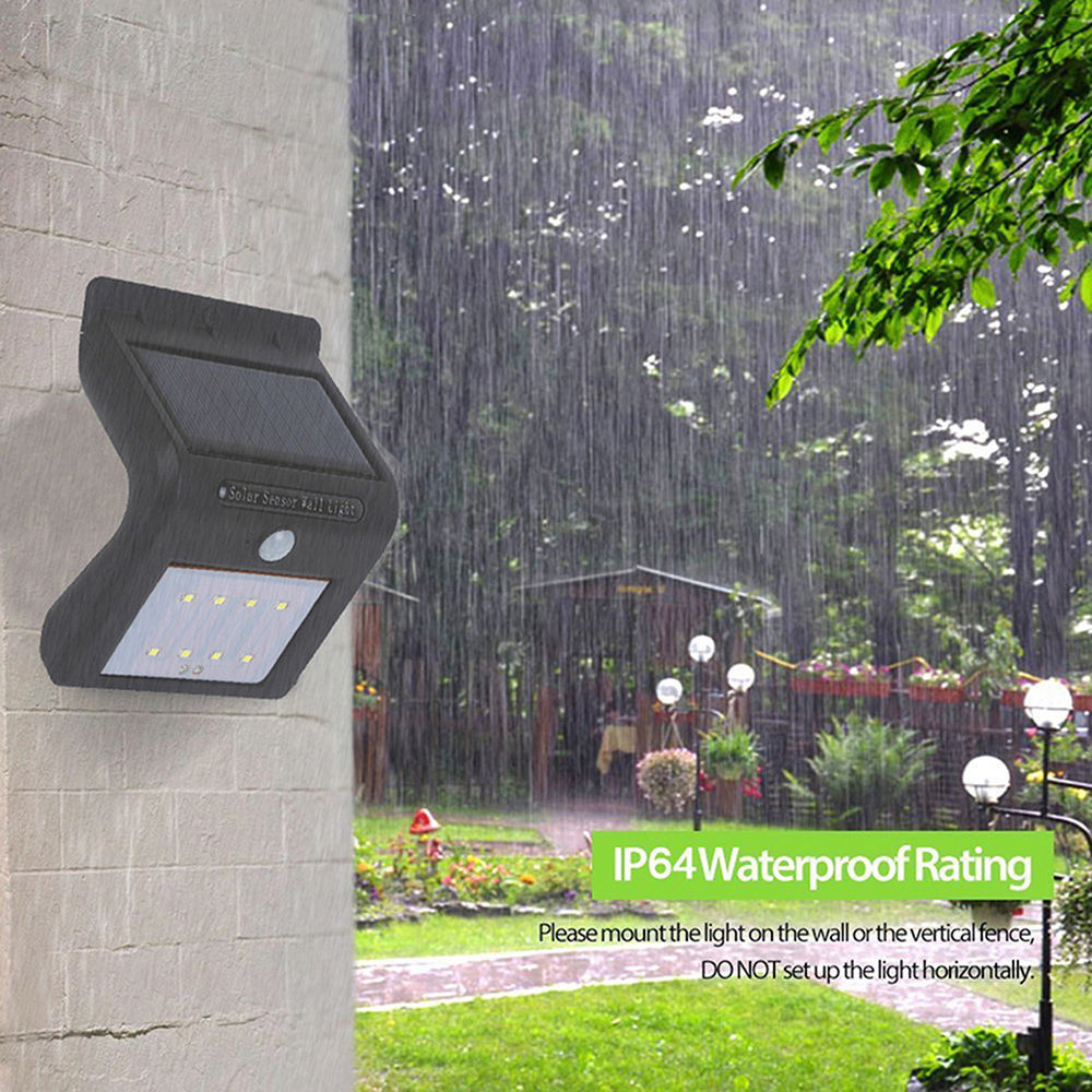 8 LED Solar Lights Outdoor Solar Motion Sensor Lights -Black
