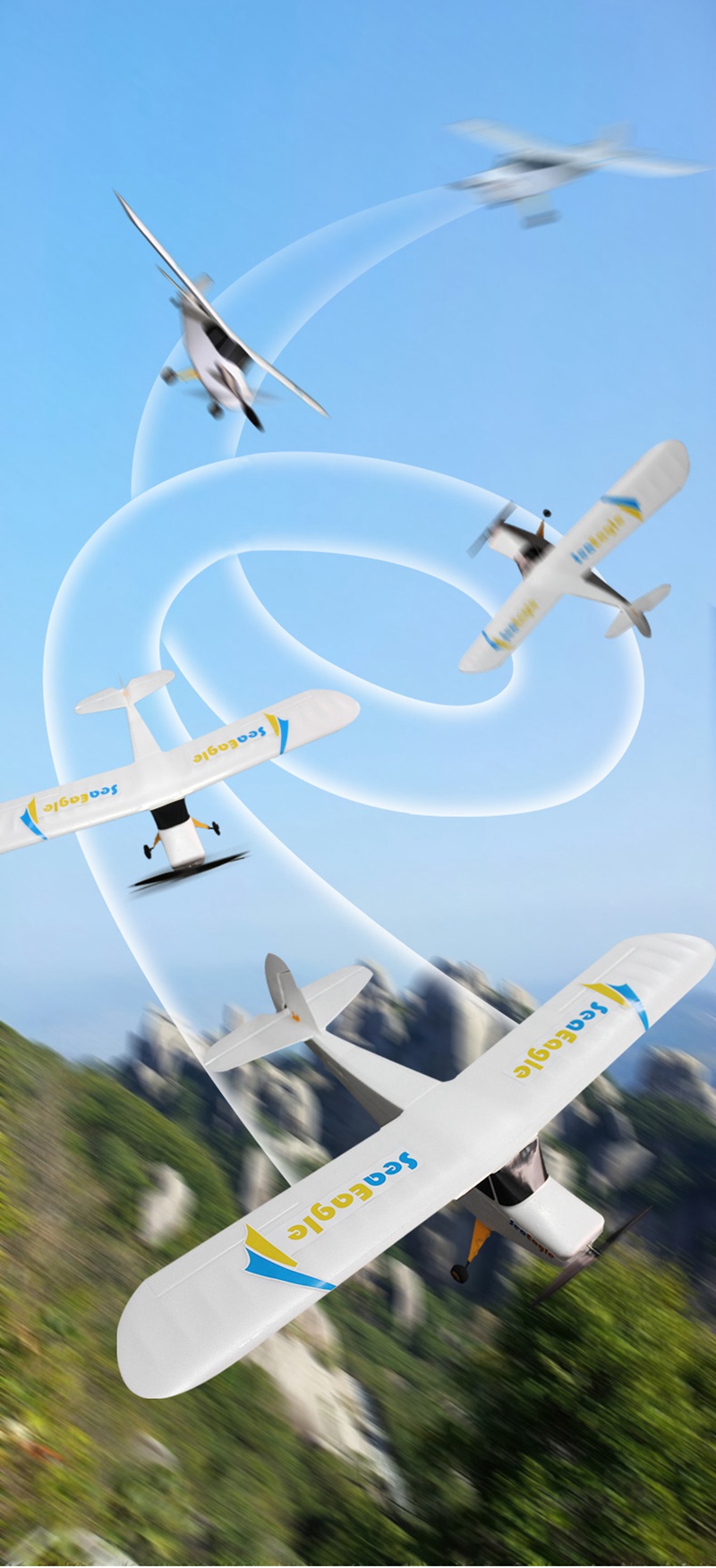 Sea Eagle 2.4G EPS 3CH 515mm Wingspan 3-6 Axis 3D Aerobatic FPV RC Airplane - RTF