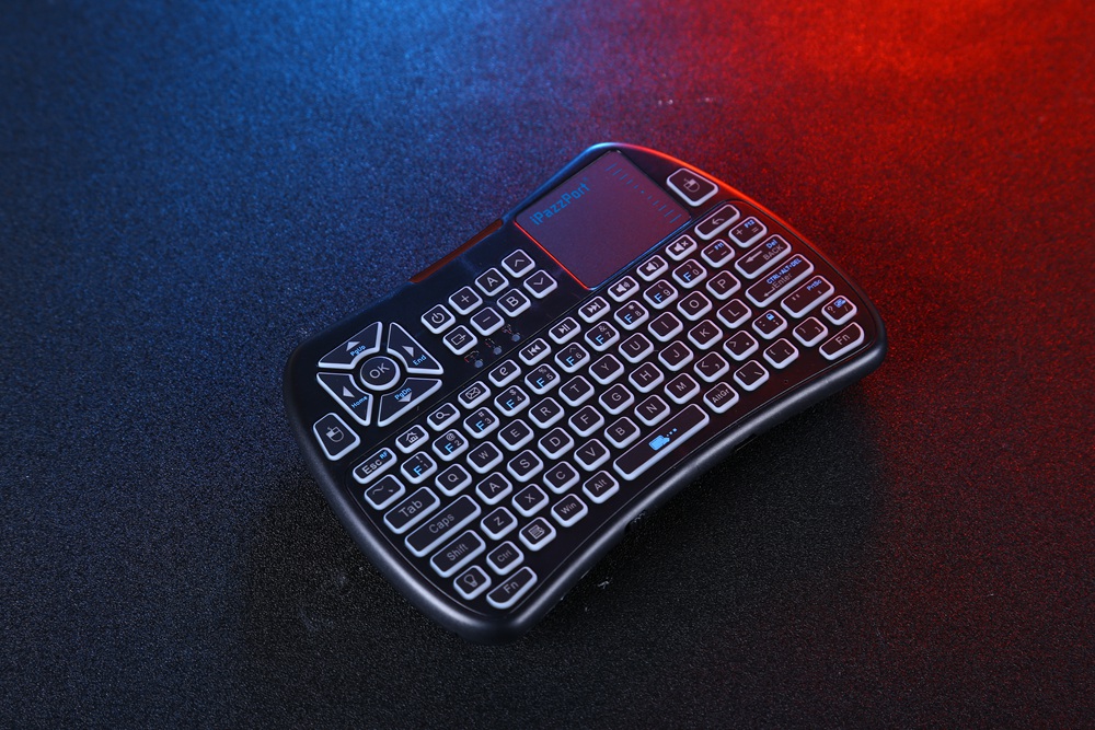 Ipazzport KP-810-61 Mini RF/IR RGB LED Backlit Wireless Keyboard With USB Receiver - Black