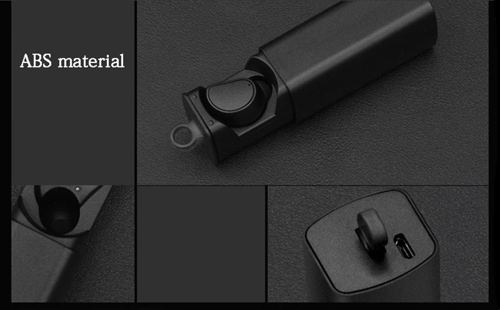 HV-316 Bluetooth Earphone One Single Ear with Mic Portable Charger - Black