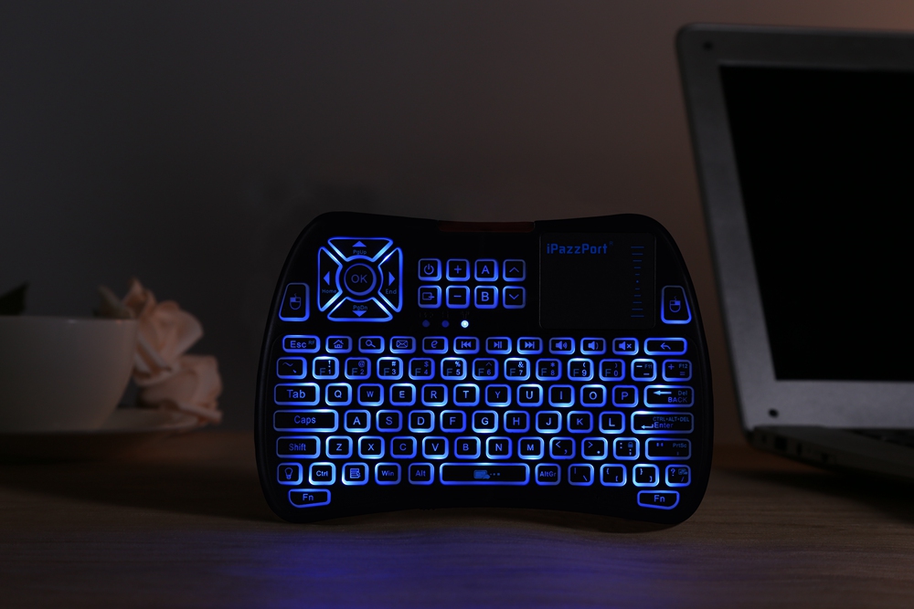 Ipazzport KP-810-61 Mini RF/IR RGB LED Backlit Wireless Keyboard With USB Receiver - Black