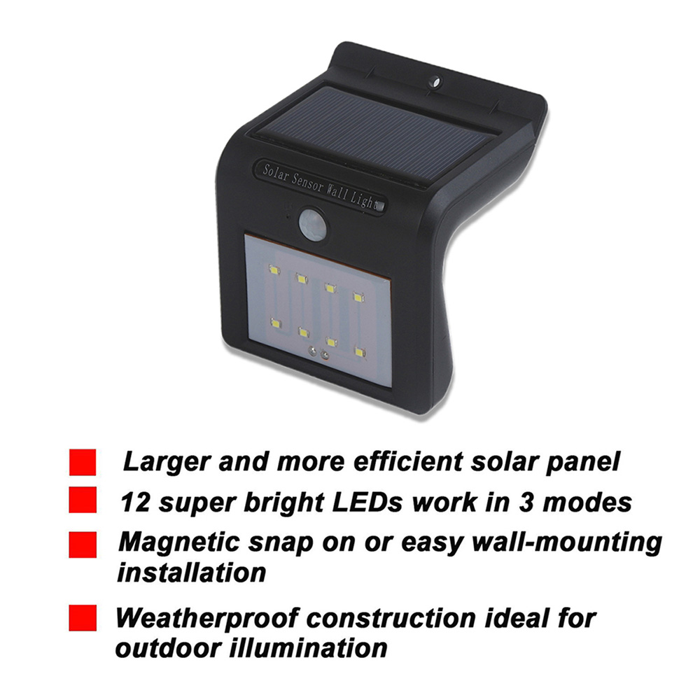 8 LED Solar Lights Outdoor Solar Motion Sensor Lights -Black