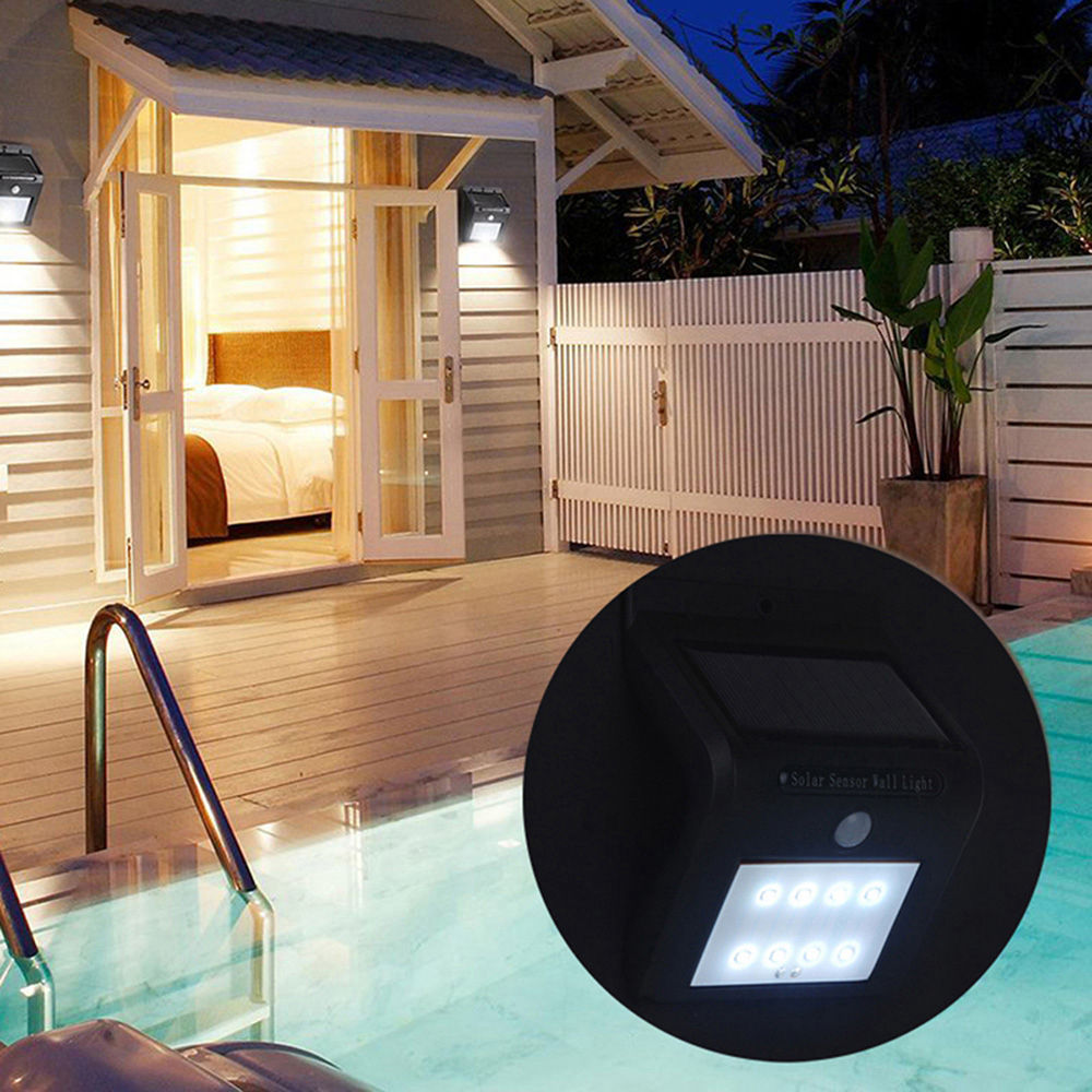 8 LED Solar Lights Outdoor Solar Motion Sensor Lights -Black
