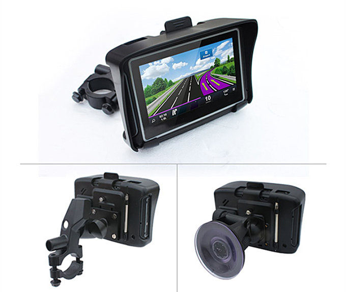 GS-4301 4.3" Touchscreen Waterproof Motorcycle Car GPS Navigation NAV 8GB Bluetooth With Malaysia Map - Black