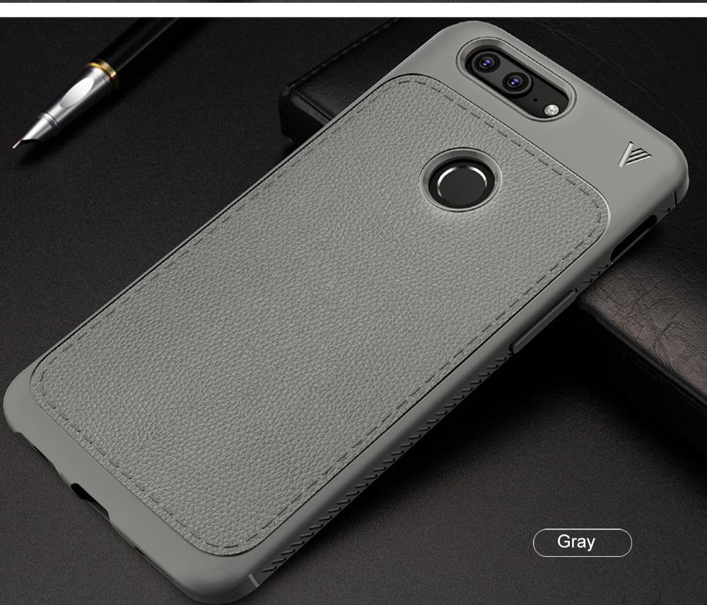 Lenuo Anti Drop Phone Cover for OnePlus 5T Hard PU Leather Cover Case - Black