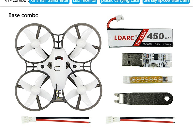 Kingkong/LDARC TINY R7 75mm FPV Drone with 5.8G 16CH 800TVL Camera One Key Flip Over After Crash PNP Version- S-FHSS+D16