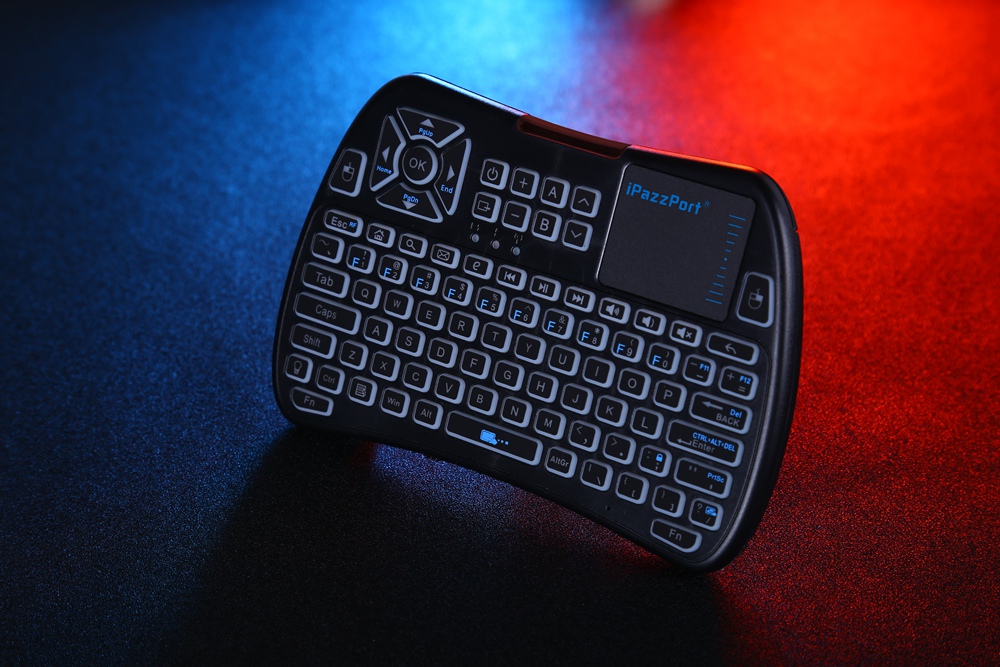 Ipazzport KP-810-61 Mini RF/IR RGB LED Backlit Wireless Keyboard With USB Receiver - Black
