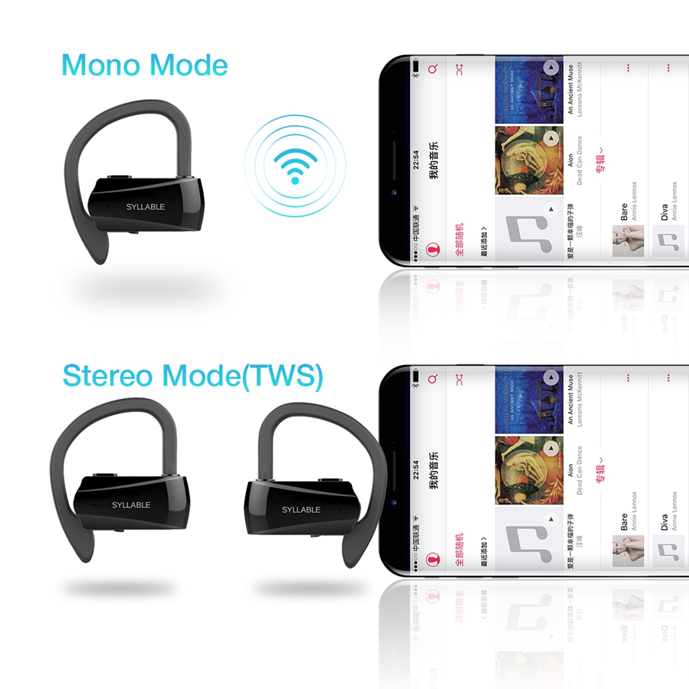 Syllable D15 Wireless Bluetooth TWS Super-aural Earphones - Black