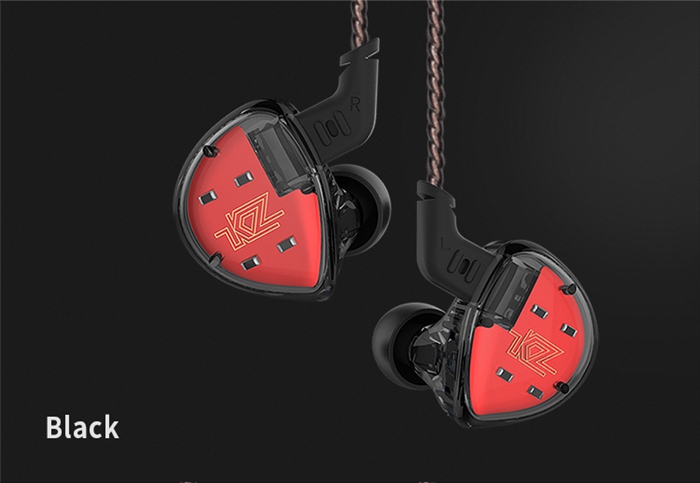 KZ ES4 HiFi Earphone Balanced Armature Dynamic Driver Hybrid Noise Cancelling Heavy Bass Headphone - Black