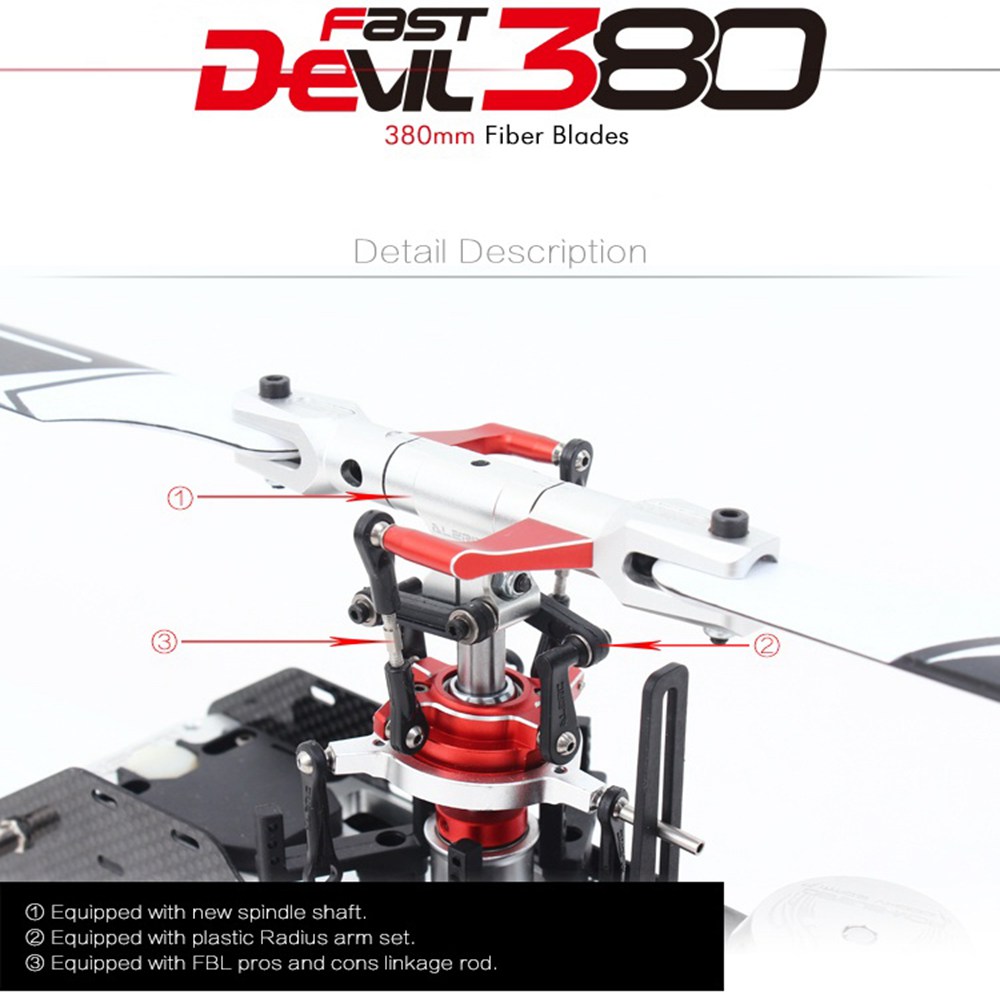 ALZRC Devil 380 FAST FBL 380mm Fiber Blades RC Helicopter Super Combo Version - Red