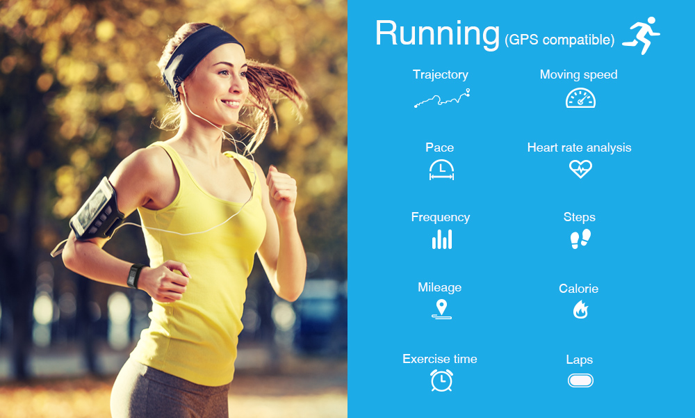 Makibes G03S Smart Bracelet Inbuilt GPS IP68 Water Resistant Heart Rate Monitor Sunlight Legibility Screen Compatible With IOS Android - Red