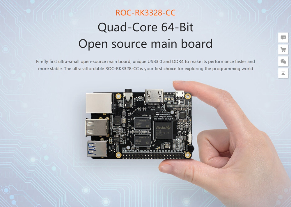 Firefly ROC-RK3328-CC Quad-Core 64-Bit Open source Main Board 2G DDR4 USB3.0 1000M LAN