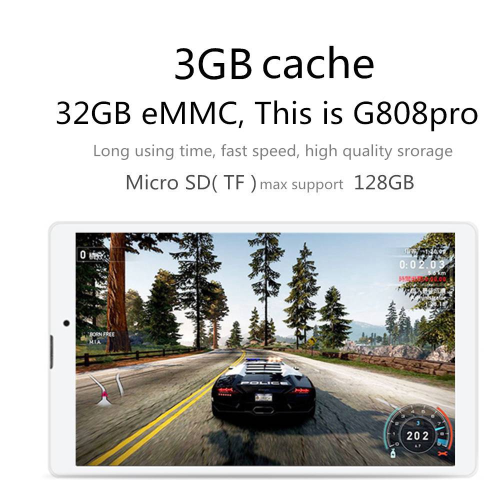 Binai G808 Pro 4G Phablet MTK6753 Octa Core 8" IPS Screen 1920*1200 Android 7.0 3GB DDR3 32GB eMMC - Gold