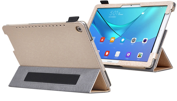 Protective Leather Case With Kickstand Armband Function For Huawei M5 10.8 Inch Tablet PC - Black