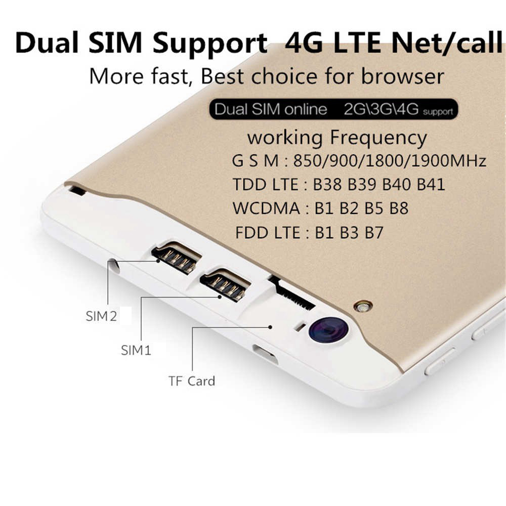 Binai G808 Pro 4G Phablet MTK6753 Octa Core 8" IPS Screen 1920*1200 Android 7.0 3GB DDR3 32GB eMMC - Gold