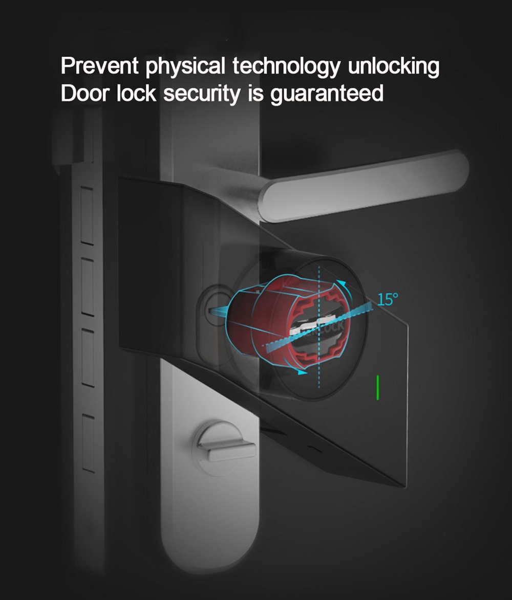 Xiaomi Sherlock Smart Lock M1 App Control Indoor Touchable 3M Glue Built-in MJSC Chips App Virtual Key 3800mAh Li Battery -Left Hand Door