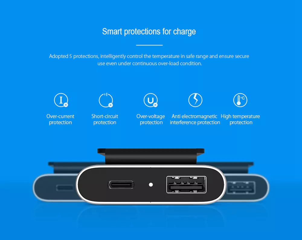 Original Xiaomi Clip-On Car Charger Expansion Device USB-A / USB-C Dual Ports Intelligent Temperature Control - Silver