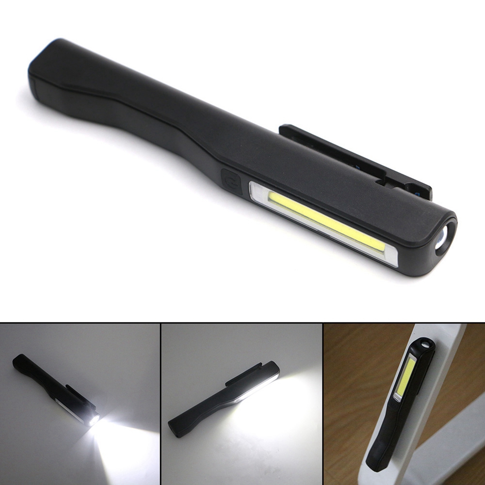 Rechargeable Work Light COB Portable Lights With Magnetic Base LED Flashlight Inspection Lamp For Car Repair - Black