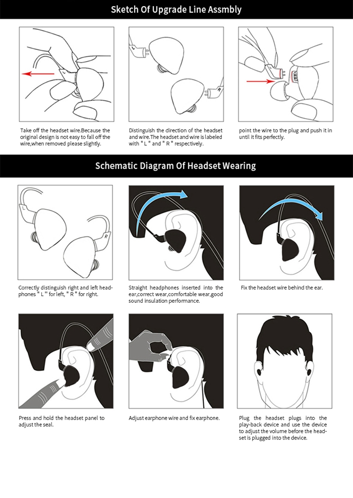 KZ ES4 HiFi Earphone Balanced Armature Dynamic Driver Hybrid Noise Cancelling Heavy Bass Headphone - Black