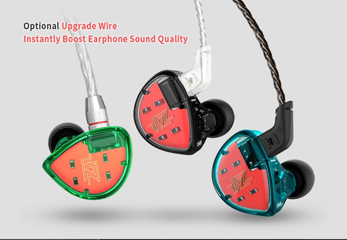 KZ ES4 HiFi Balanced Armature Dynamic Driver Hybrid Earphone Noise Cancelling Heavy Bass Headphone - Cyan