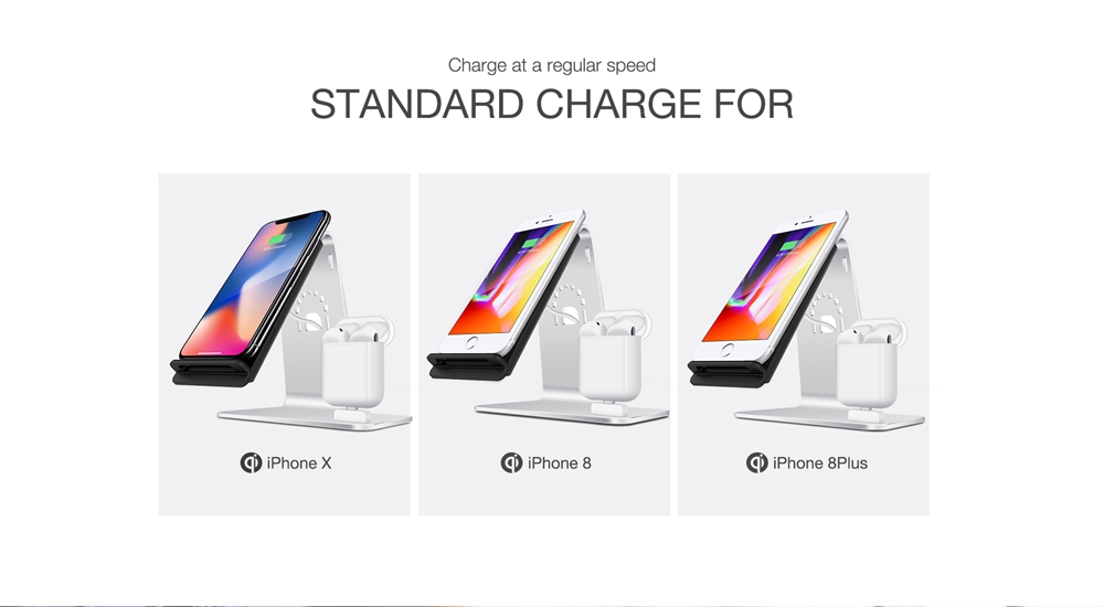 Bestand H07+ 2-in-1 iPhone Wireless Charger Stand AirPods Charger Dock Aluminum Alloy - Silver