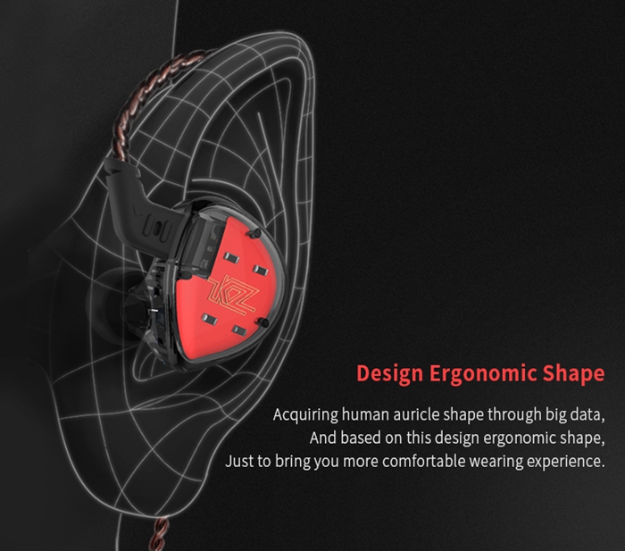 KZ ES4 HiFi Earphone Balanced Armature Dynamic Driver Hybrid Noise Cancelling Heavy Bass Headphone - Black