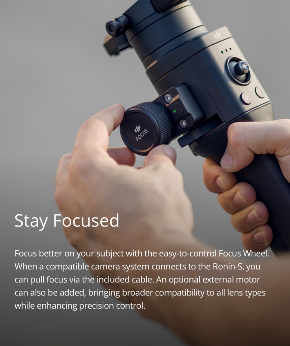 DJI RONIN-S 3-Axis Brushless Handheld Gimbal for Mirrorless DSLR Camera - Single Handheld