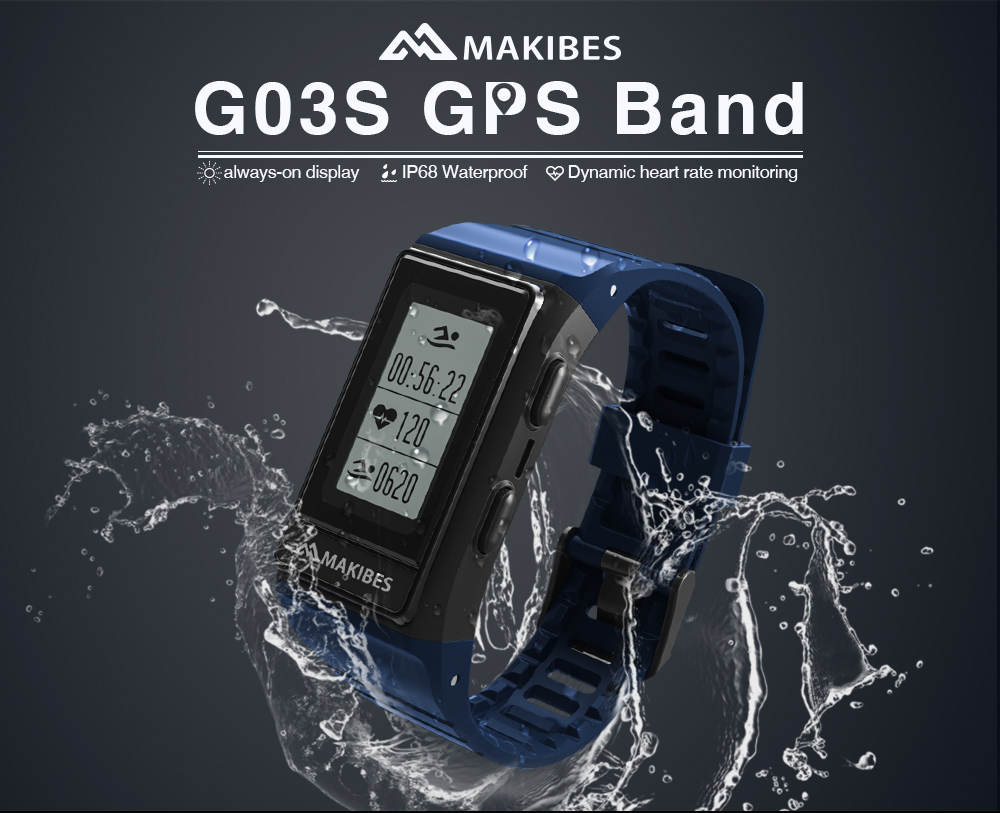 Makibes G03S Smart Bracelet Inbuilt GPS IP68 Water Resistant Heart Rate Monitor Sunlight Legibility Screen Compatible With IOS Android - Red
