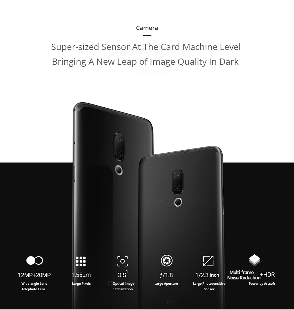 Meizu 15 Plus 5.95 Inch 4G LTE 2K Screen Smartphone Exynos 8895 6GB 64GB 20.0MP+12.0MP Dual Rear Cameras Touch ID Fast Charging Type-C OTG - Black