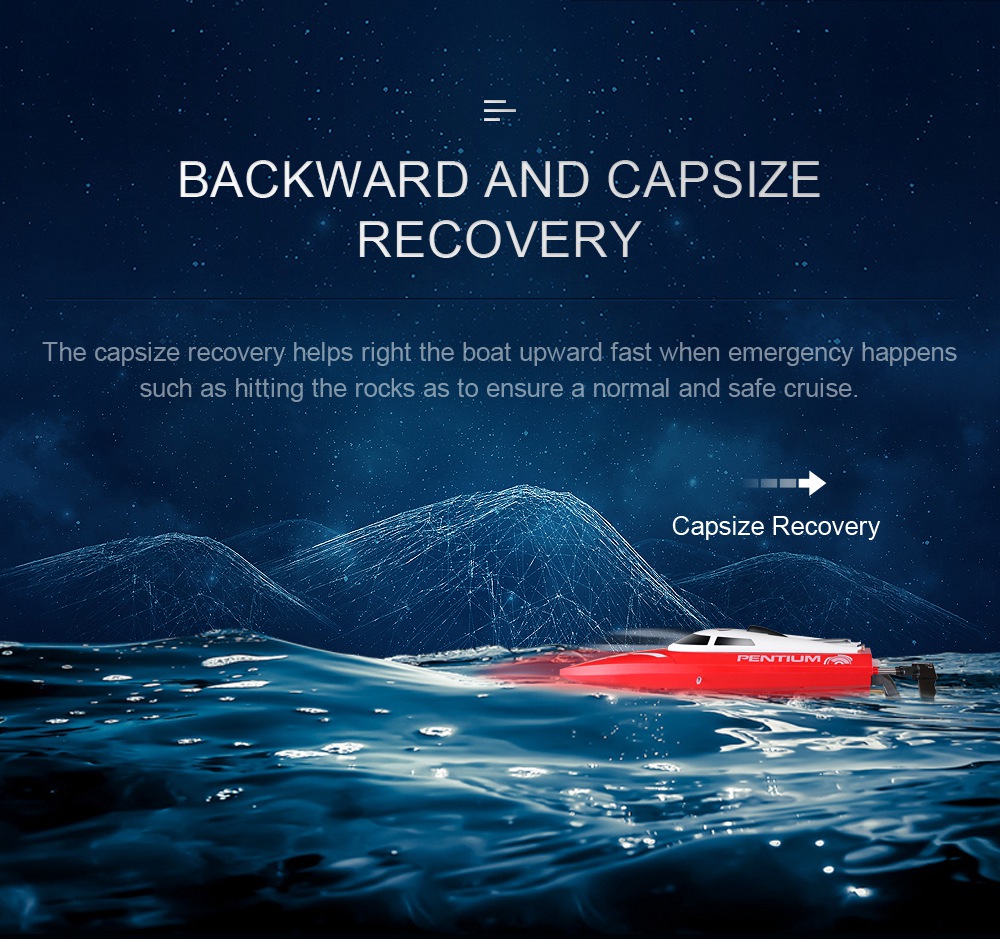 JJRC S1 PENTIUM RC Boat 2.4G Waterproof Protection 180 Degree Flip High Speed Brushed RTR - Red