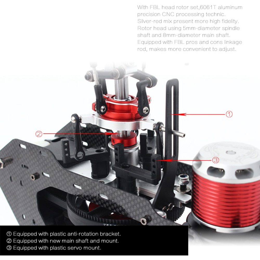 ALZRC Devil 380 FAST FBL 380mm Fiber Blades RC Helicopter Super Combo Version - Red